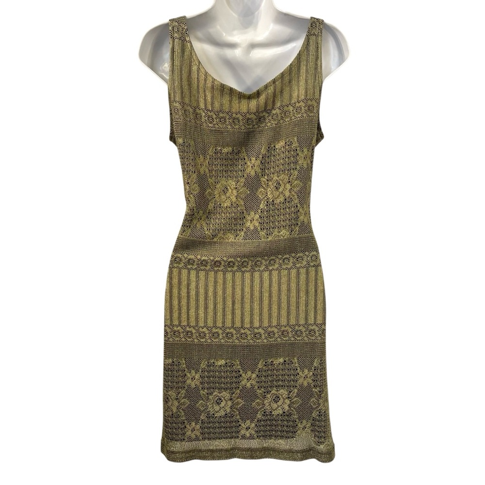 Vintage Y2K Crochet Gold and Black Dress - Picture 3 of 8